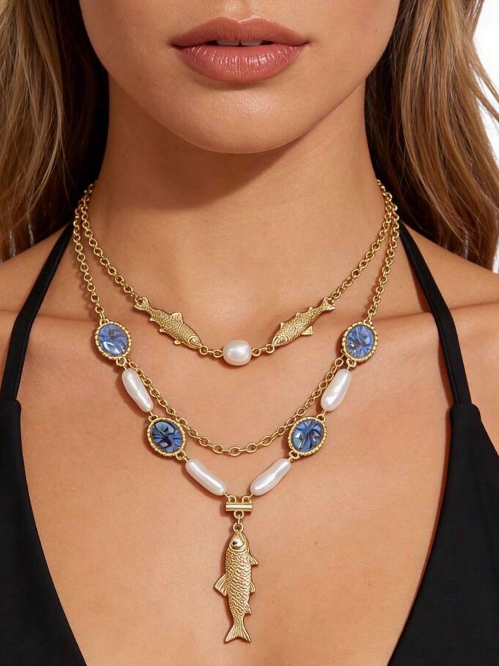 Beach charms  Layered  Necklace